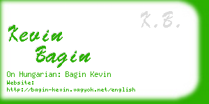 kevin bagin business card